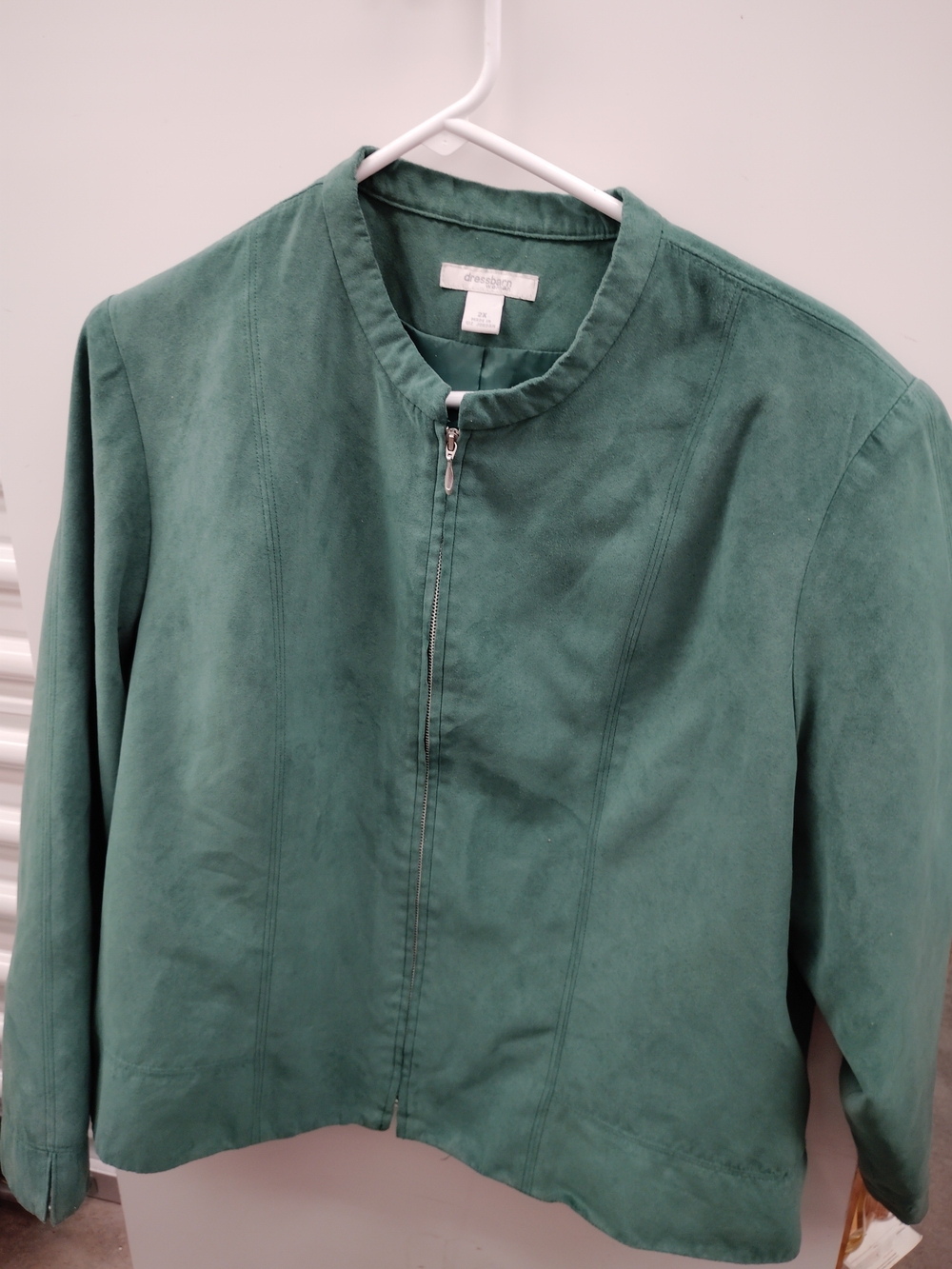 2X Dressbarn Green Suede Like Zip Jacket